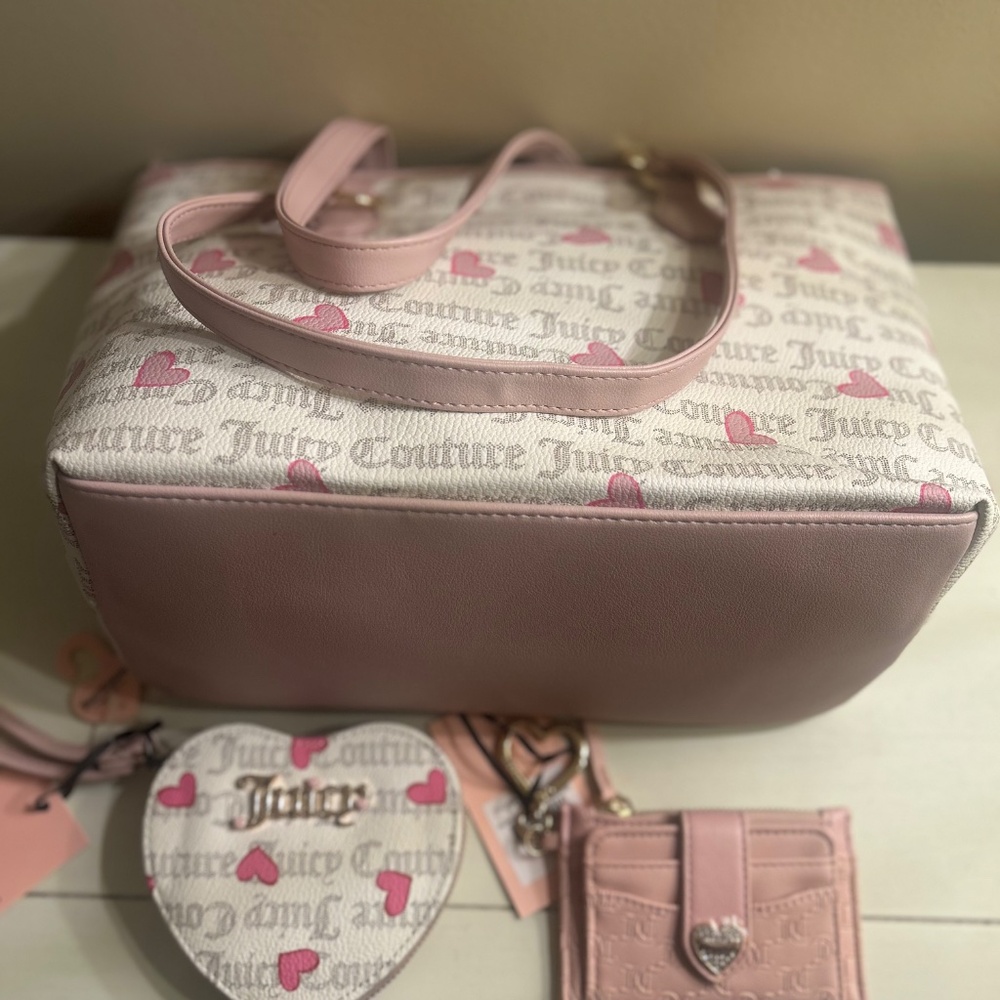 Juicy Couture I Heart Juicy PINK Tote Bag, Wallet and Wristlet New With Tags - Picture 4 of 5